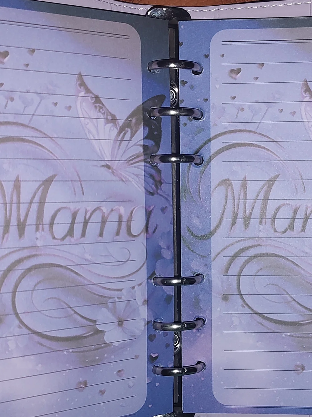 New! A6 Size Purple Croc-Embossed Binder/ Notebook With Mama Paper